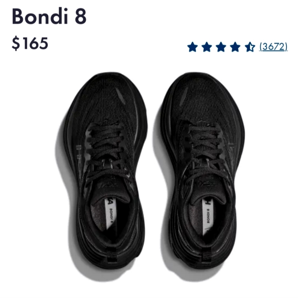 Women's size 9 1/2 Hoka Bondi 8 black athletic shoe